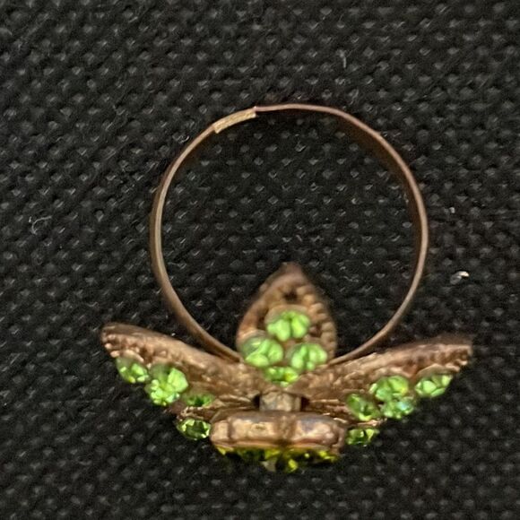 Green rhinestones ring - Picture 3 of 5